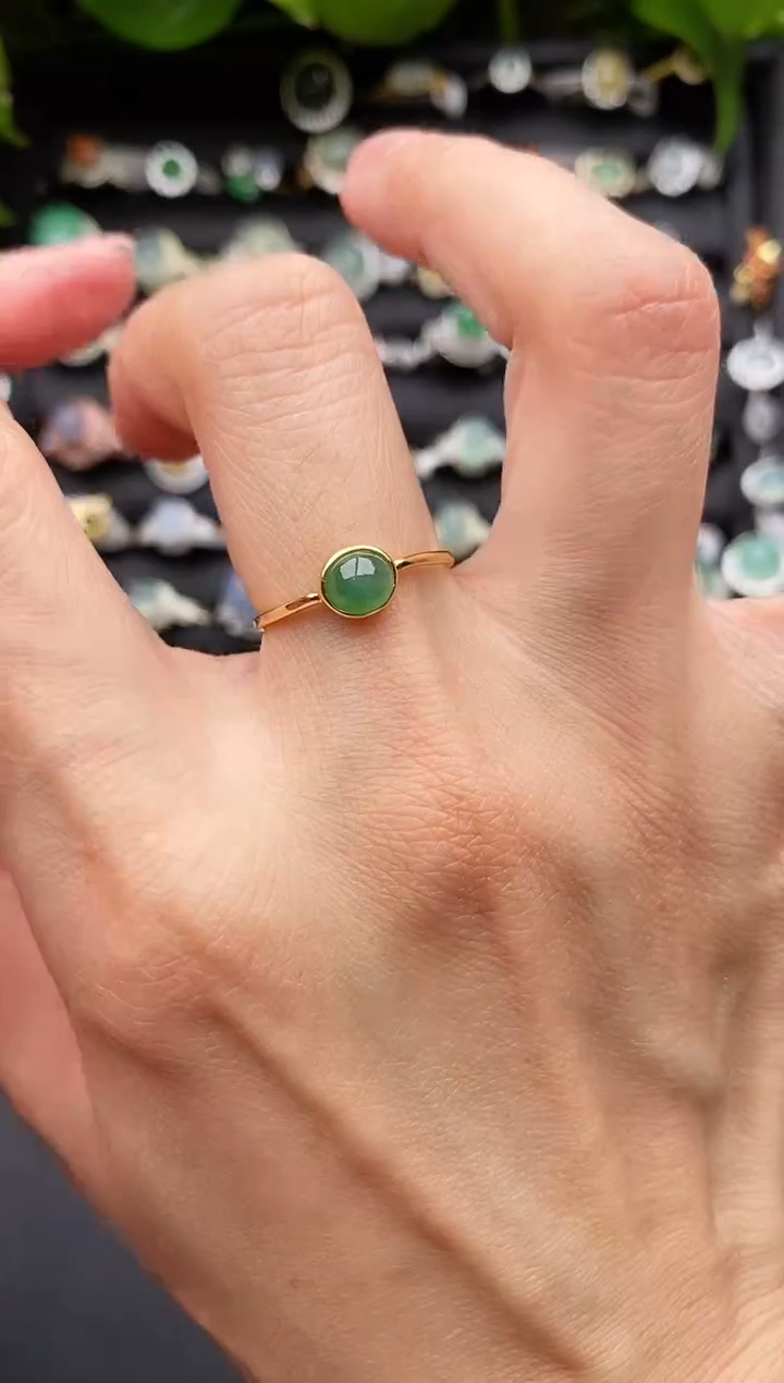 【闪购商品】翡翠戒指银S925镶嵌缅甸翡翠A货444   3-9