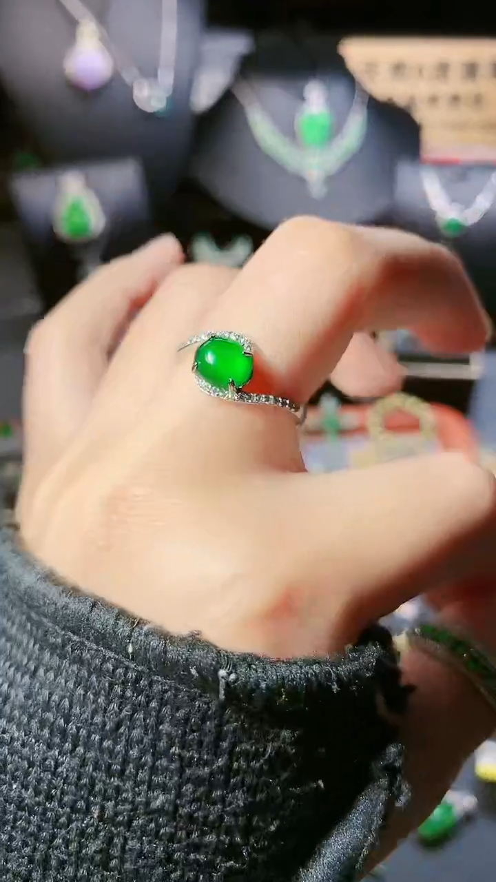 【闪购商品】翡翠戒指银S925镶嵌戒指
