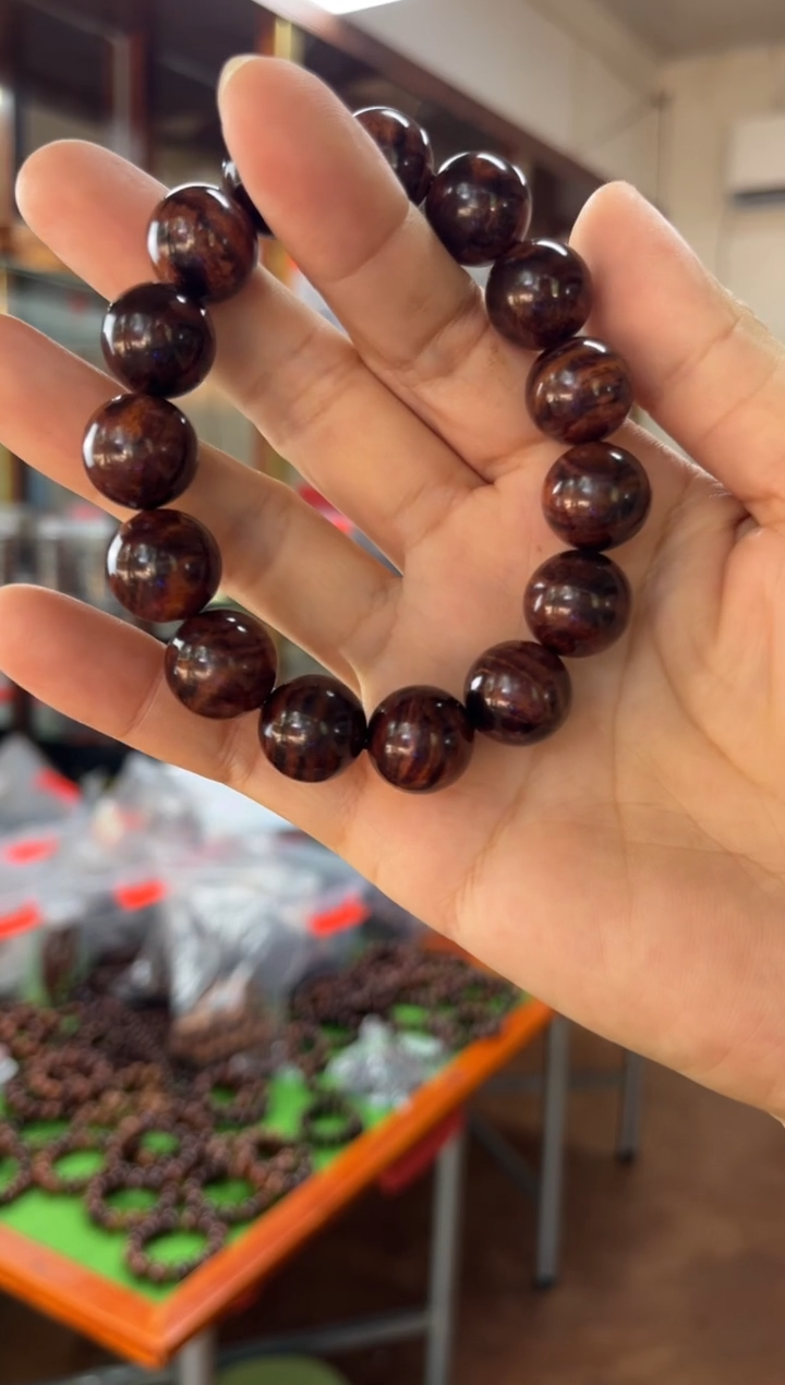 黄花梨/降香黄檀海南黄花梨树头纹1.5手串