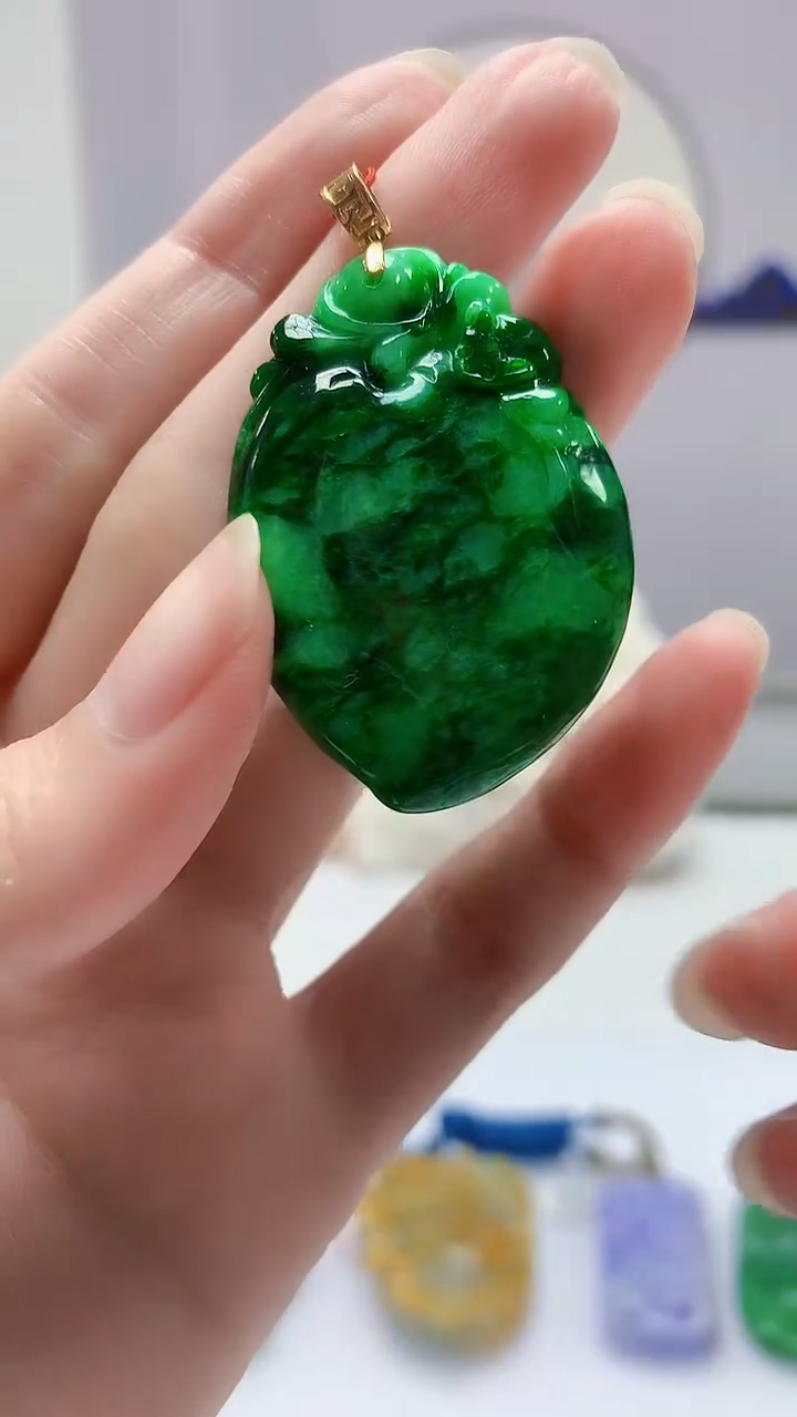 【闪购商品】定制翡翠18K金镶嵌4852zm-JJ18k赠珠链212