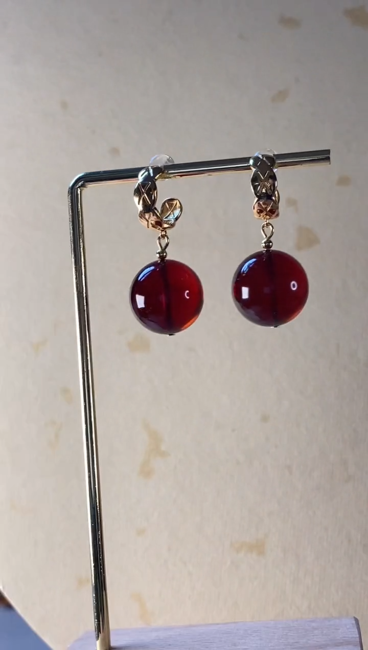 【闪购商品】琥珀颈饰银S925镶嵌耳环000000