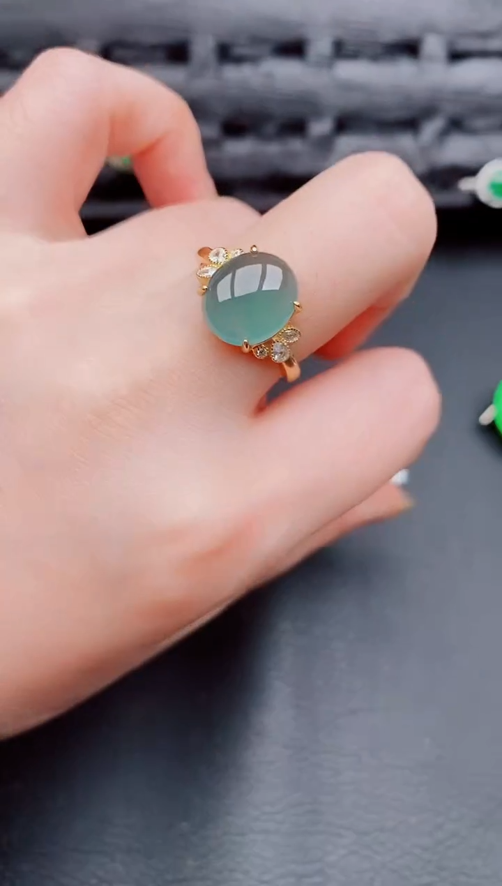 【闪购商品】翡翠戒指银S925镶嵌天然a货翡翠494