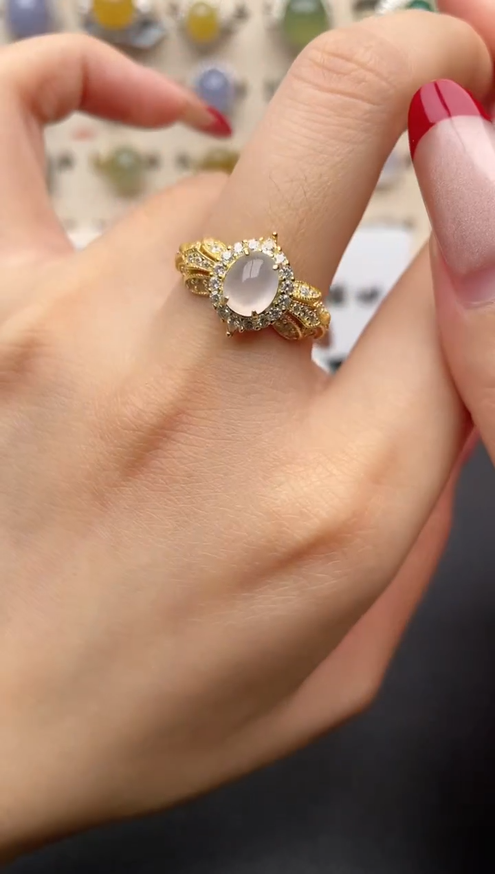 【闪购商品】翡翠戒指银S925镶嵌一物一证一礼盒