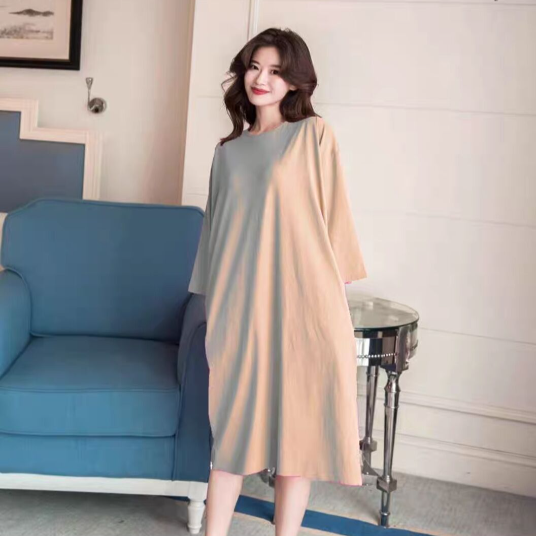 微辣长袖睡裙女春季长款过膝长裙睡衣大码宽松可外穿家居服春秋