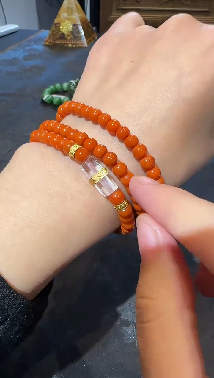 【闪购商品】南红玛瑙手串18K金镶嵌1