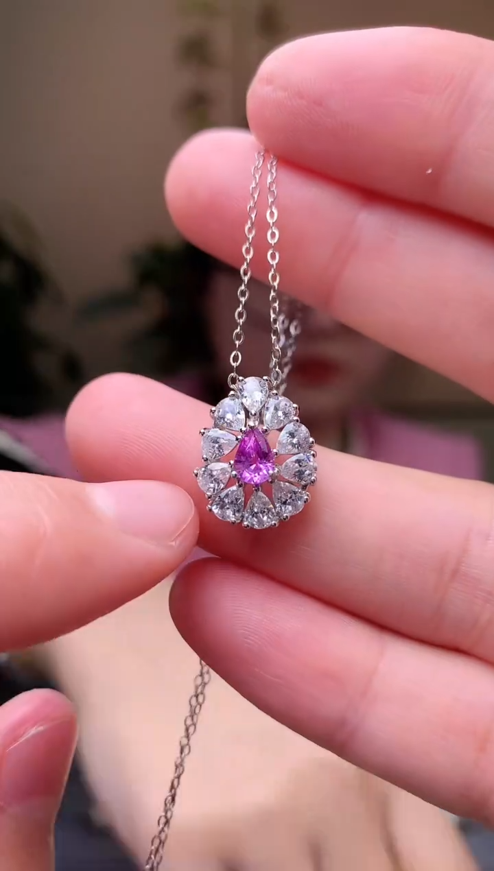 颈饰蓝宝石银S925镶嵌项链