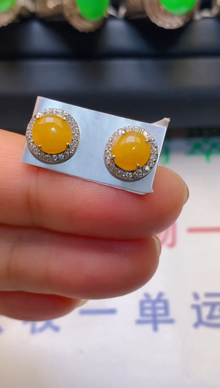 【闪购商品】翡翠耳饰银S925镶嵌天然A货翡翠1