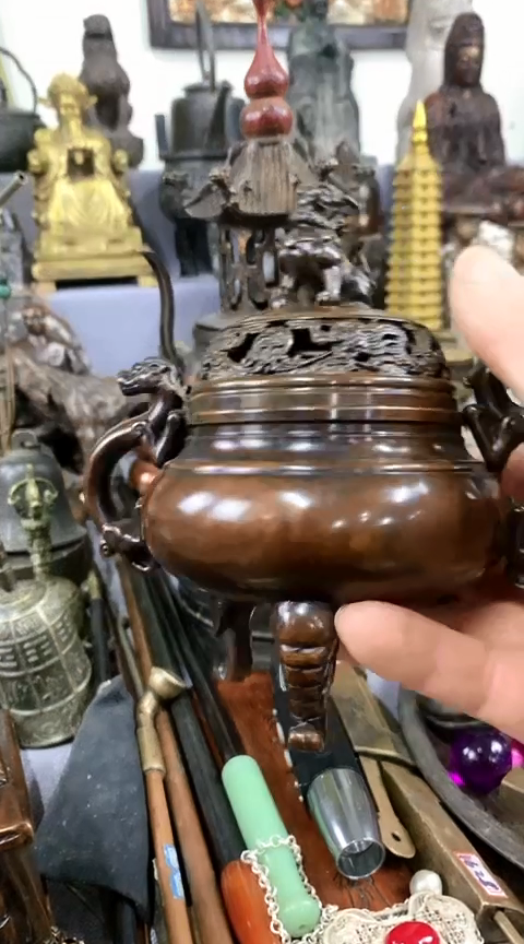 【闪购商品】一物一拍编号龙耳香薰炉古铜色