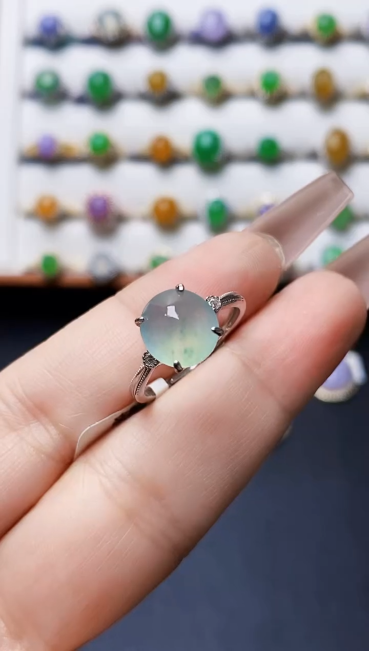 银S925镶嵌戒指翡翠0490