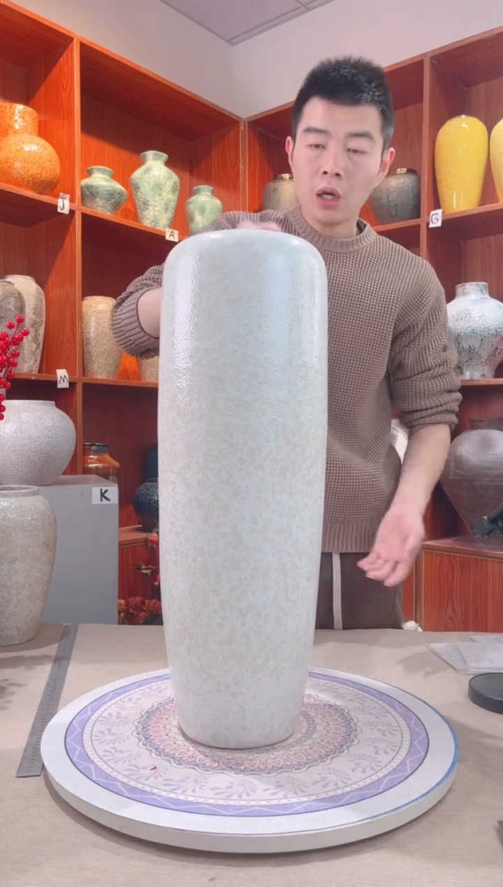 【闪购商品】瓶茶白60cm落地  陶瓷花瓶 无花