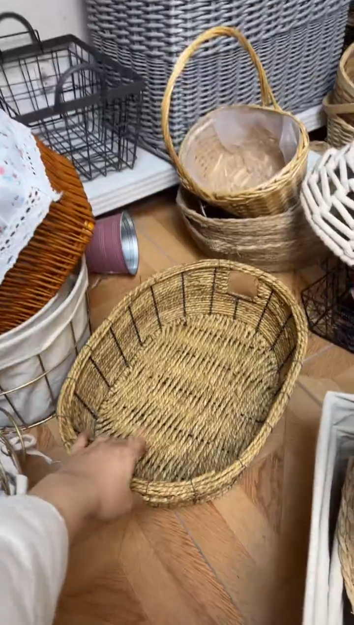 听****0微瑕捡漏海草编织椭圆筐小号