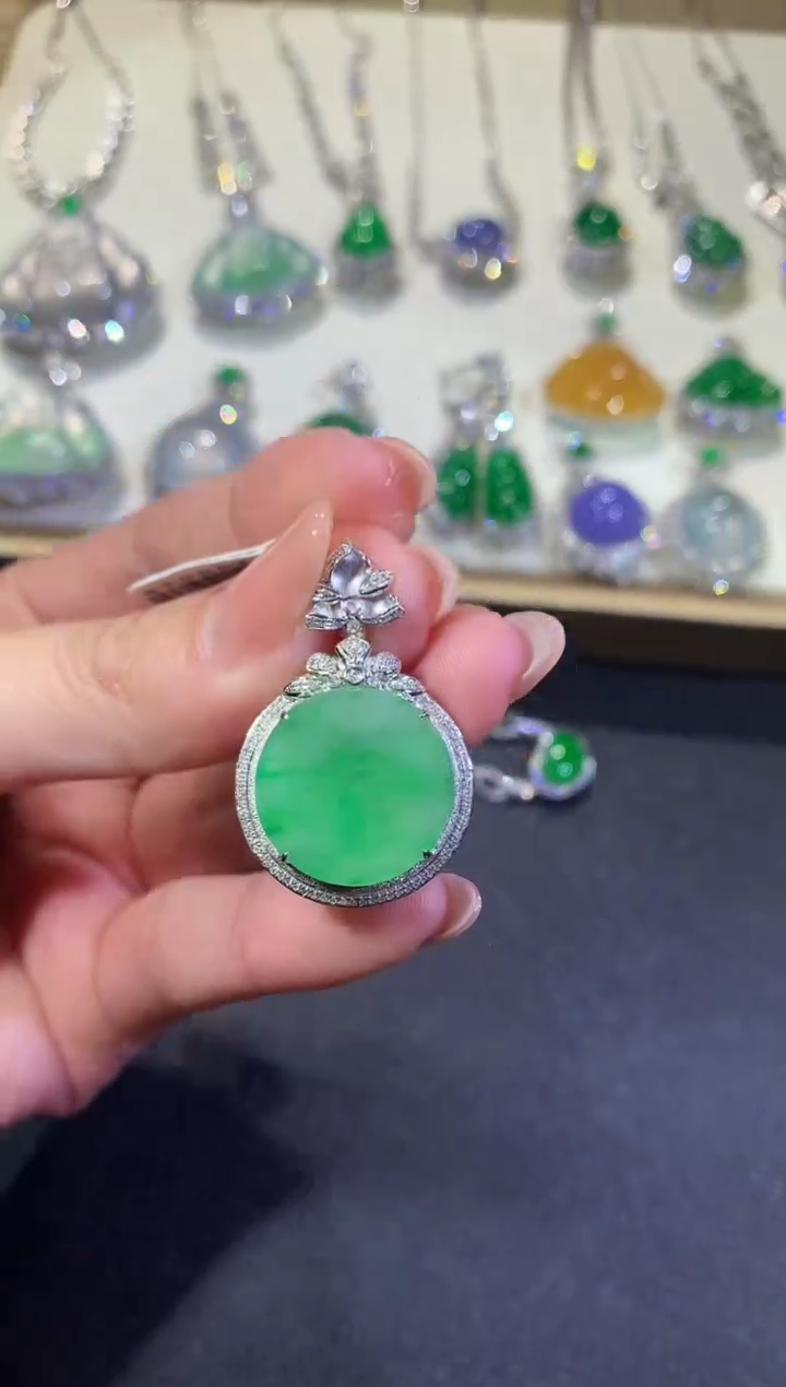 【闪购商品】翡翠吊坠(不含链)18K金镶嵌25-圆牌