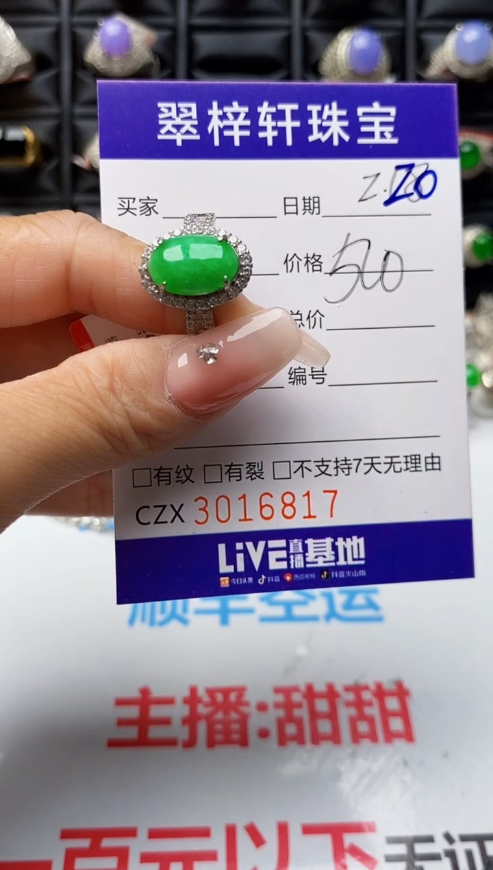【闪购商品】翡翠戒指银S925镶嵌6817