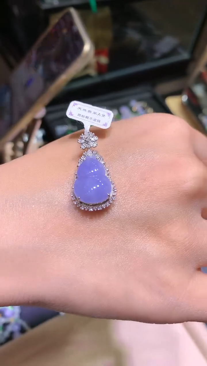 【闪购商品】翡翠吊坠(不含链)18K金镶嵌葫芦