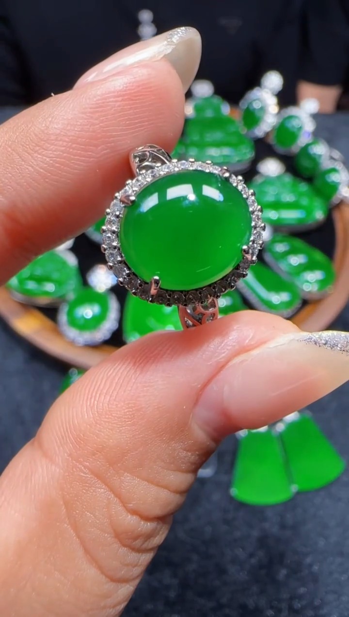 未镶嵌定制翡翠翡翠戒指18