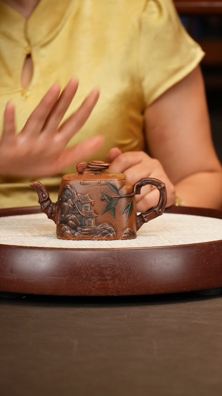 茶壶紫砂【朱持平】手磨料江南水乡240c