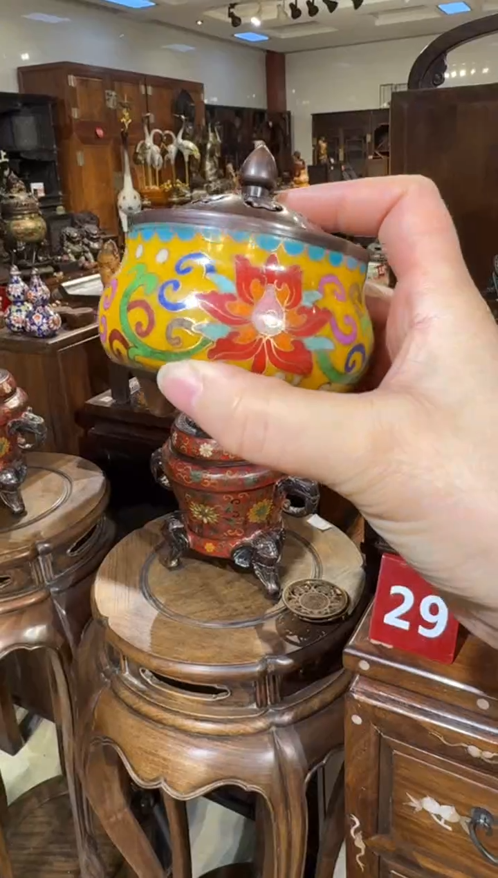 木珐琅彩黄香炉298.8888