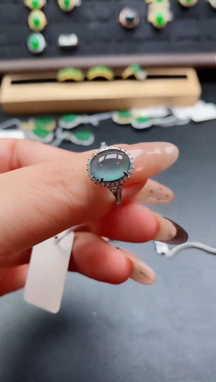 银S925镶嵌戒指翡翠1