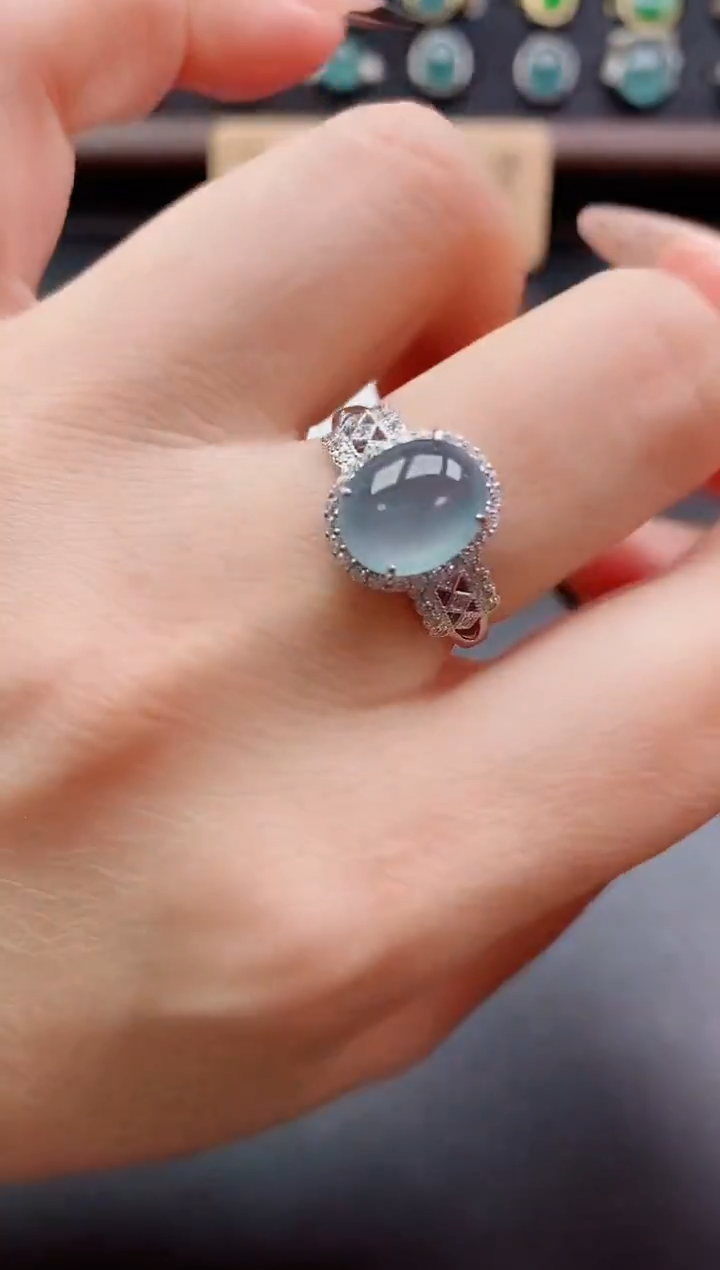 银S925镶嵌戒指翡翠1