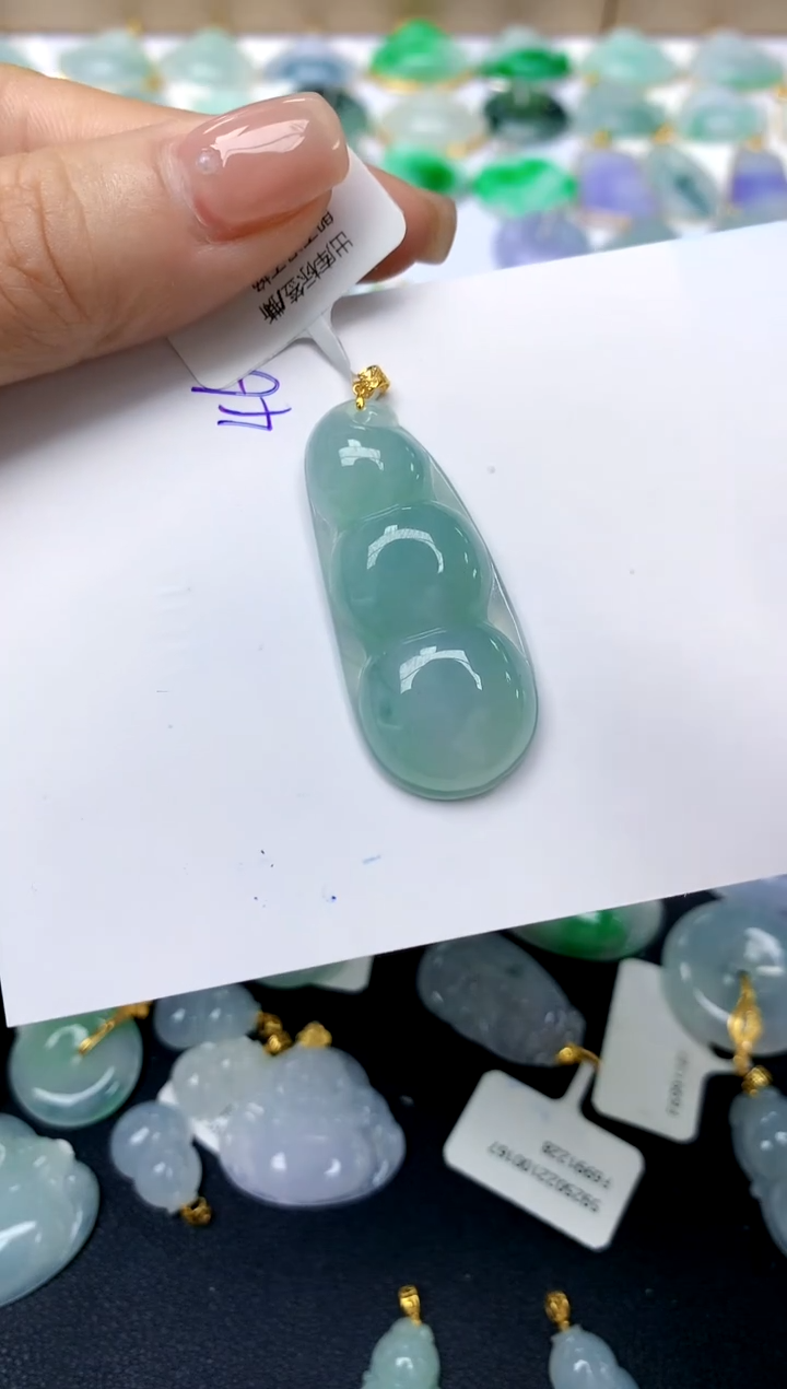 【闪购商品】翡翠颈饰18K金镶嵌46天然A货翡翠