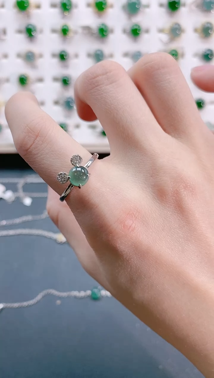 【闪购商品】翡翠戒指银S925镶嵌天然翡翠