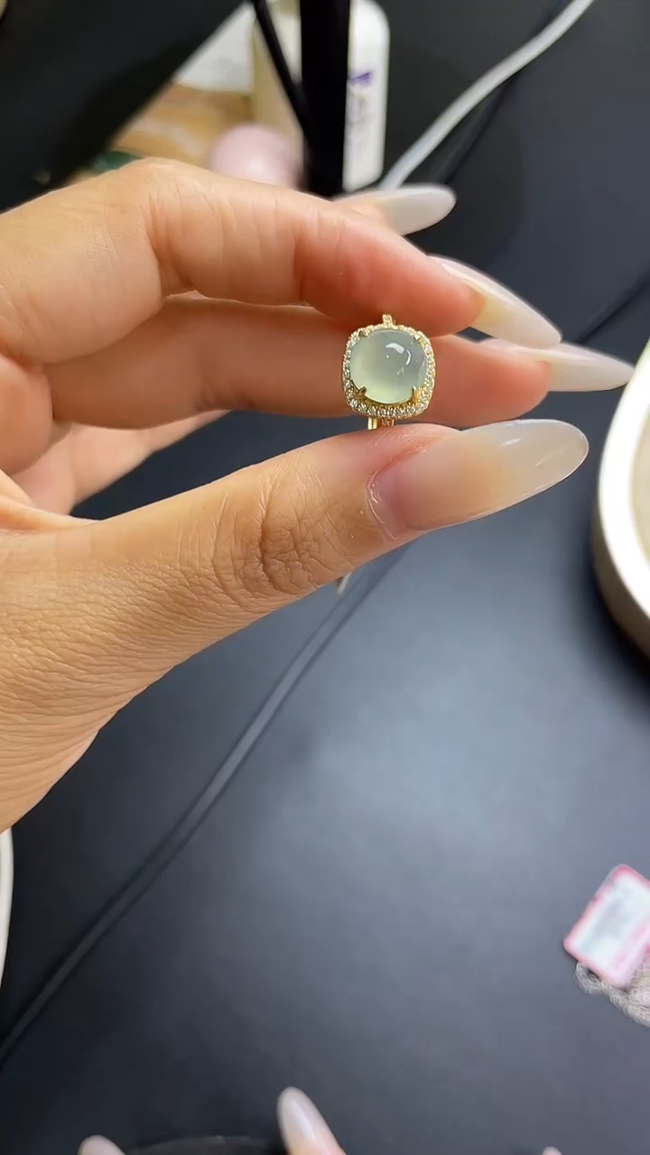 银S925镶嵌戒指翡翠翡翠 蛋面 银S925镶嵌
