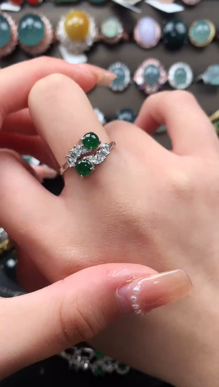 【闪购商品】翡翠戒指银S925镶嵌52141