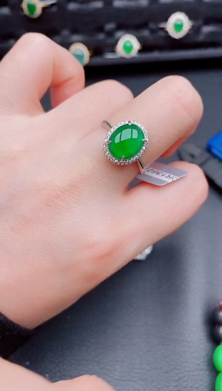 【闪购商品】翡翠戒指银S925镶嵌天然a货翡翠547