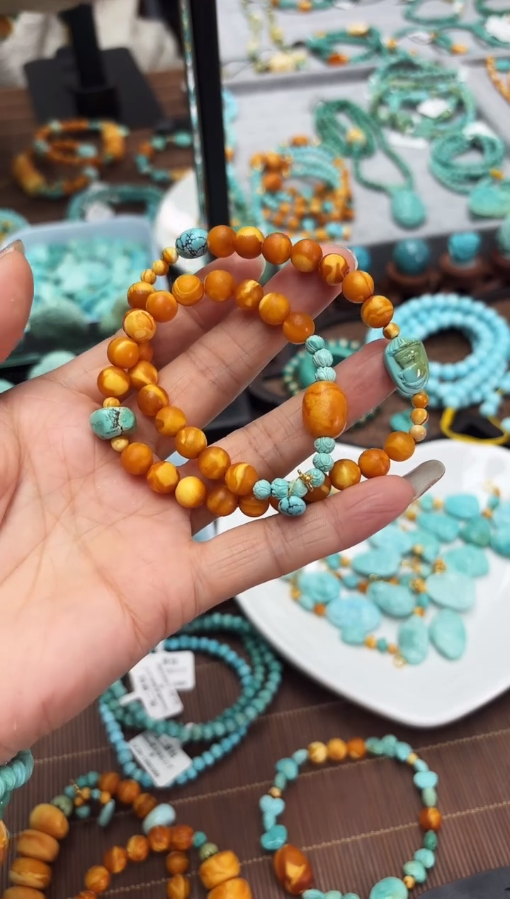 【闪购商品】琥珀裸石未镶嵌花蜡DIY 手链