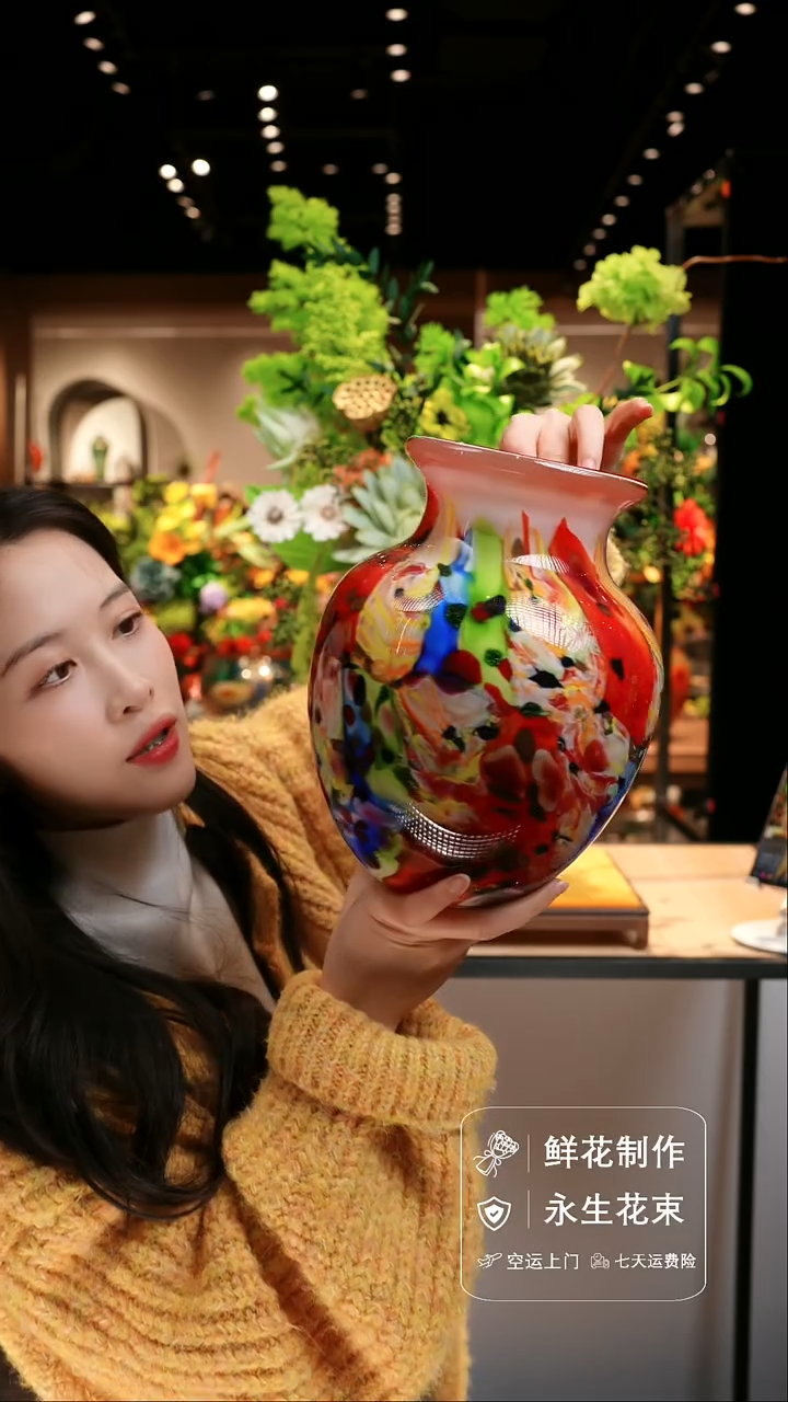 手工艺品琉璃手工花器花束空运包邮送货上门-以图片为准