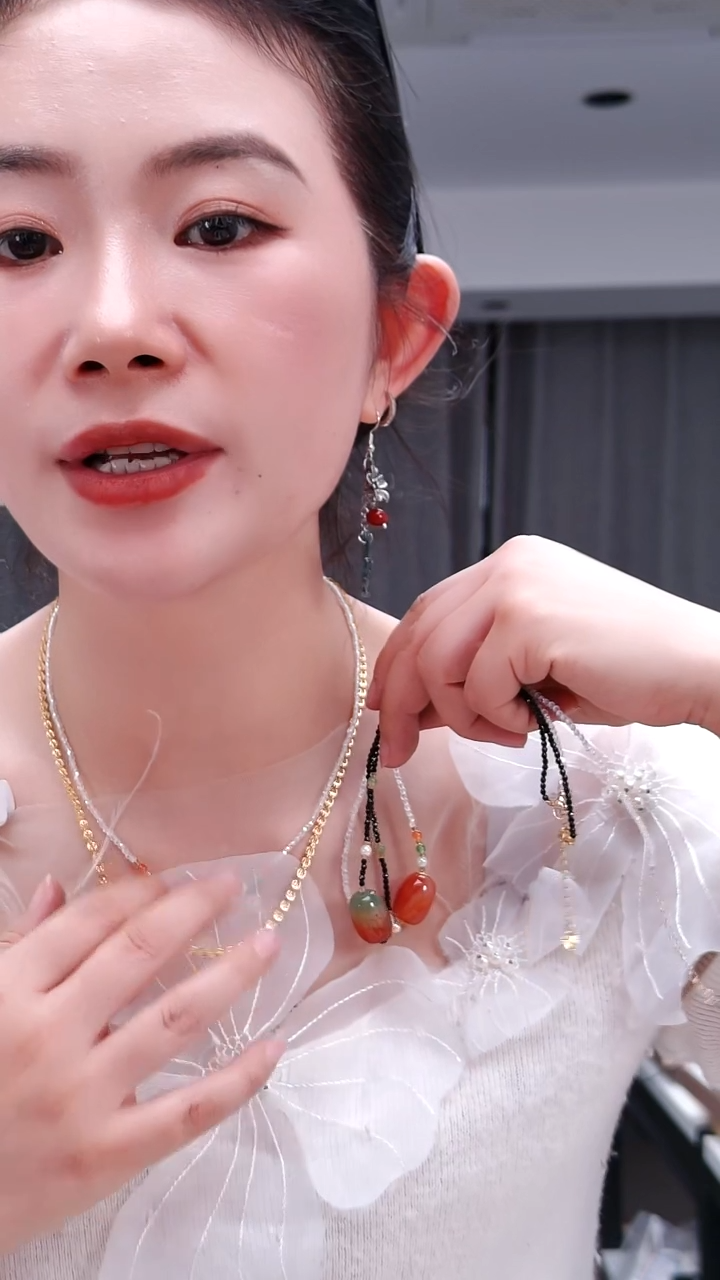 合金颈饰玛瑙/玉髓1986枣珠项链