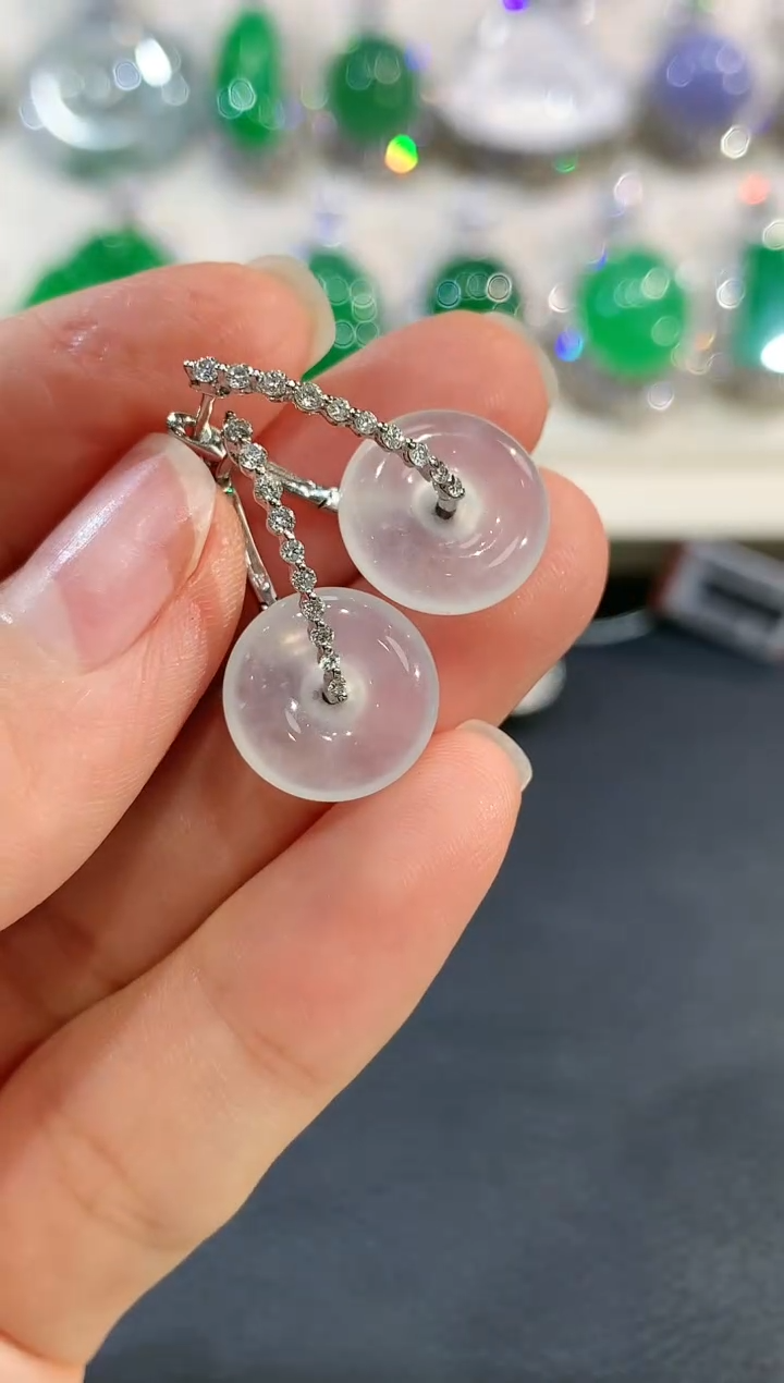 【闪购商品】翡翠耳饰18K金镶嵌q52