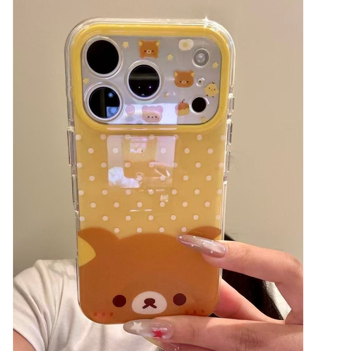 黄底波点大头轻松熊适用iphone17Promax/16/15/14/13手机壳防摔