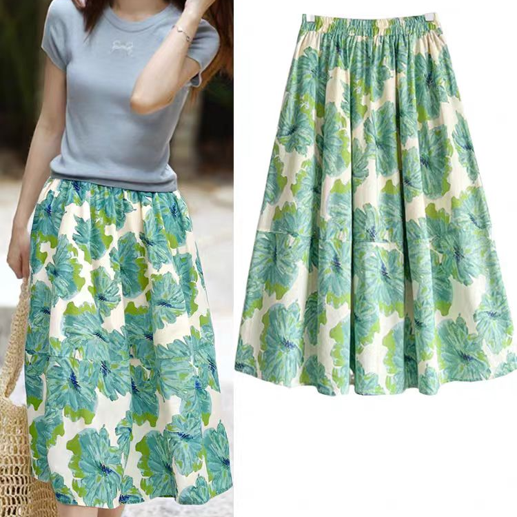 【苗姐衣橱】25夏 清新百搭棉质印花半裙25117