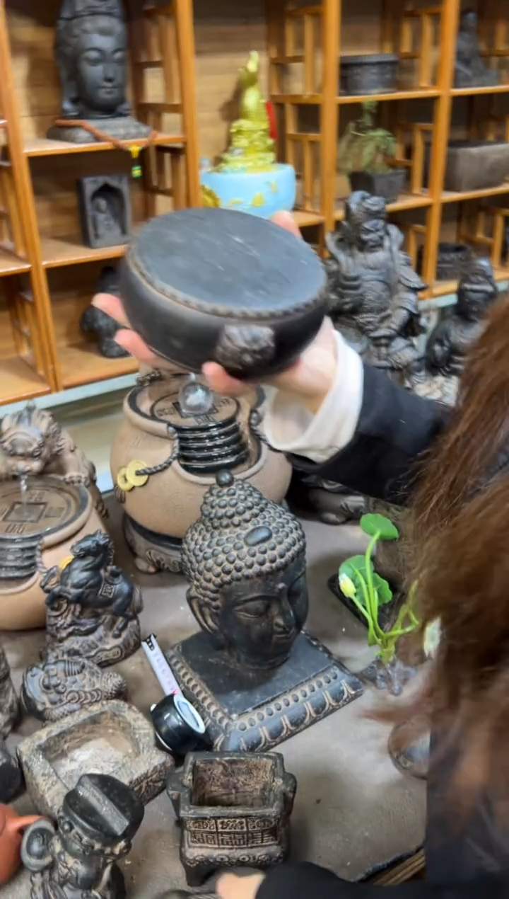 陶土【火山泥】双面兽头鼓【微瑕】