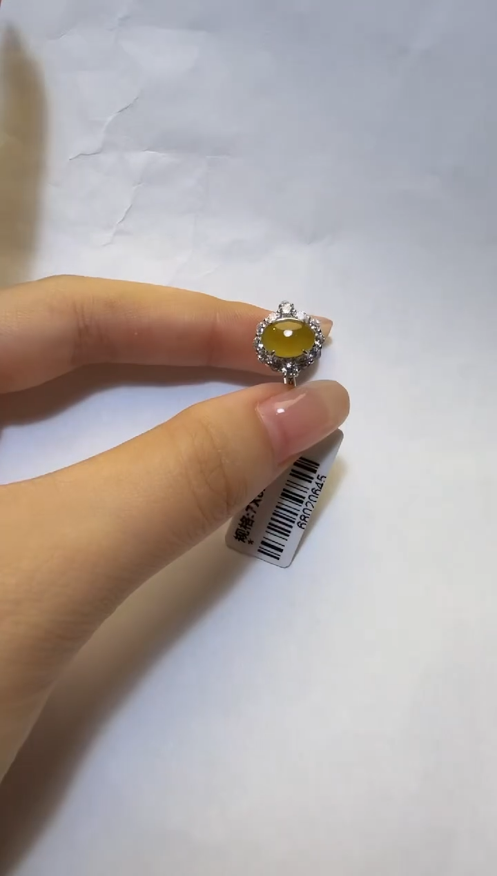 银S925镶嵌戒指翡翠925银镶缅甸A货翡翠戒指