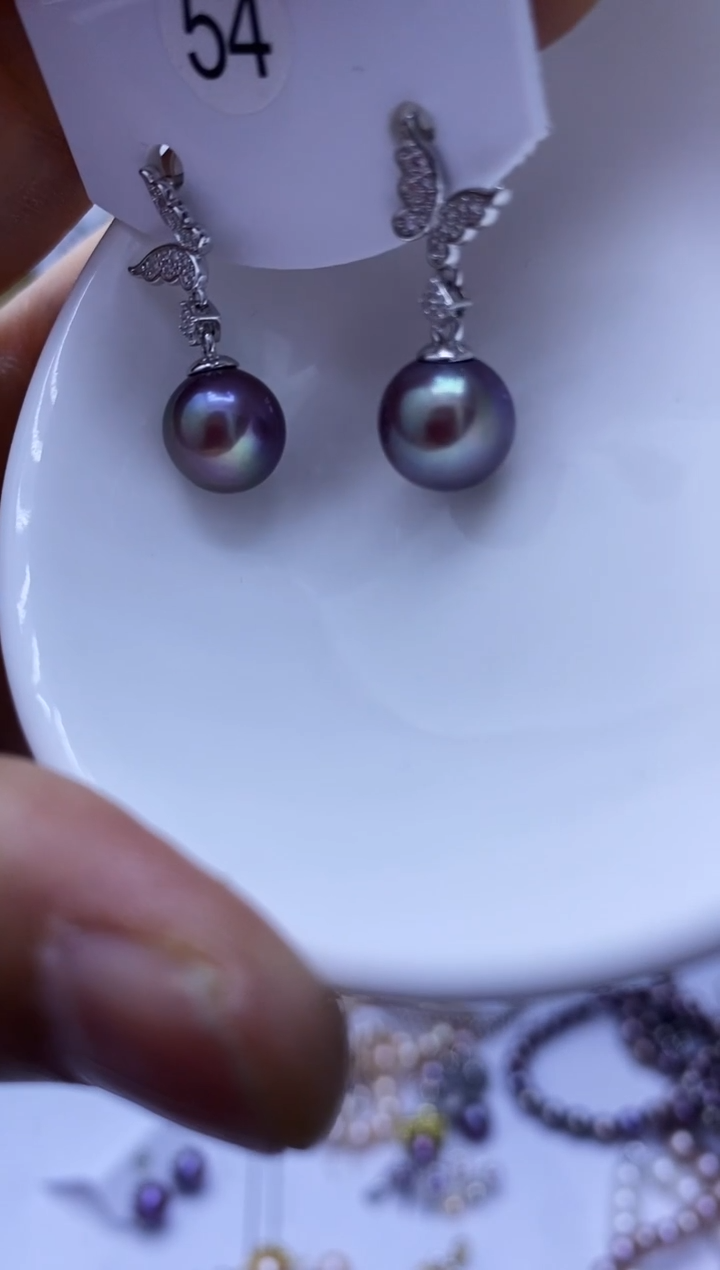 银S925镶嵌耳饰淡水珍珠54