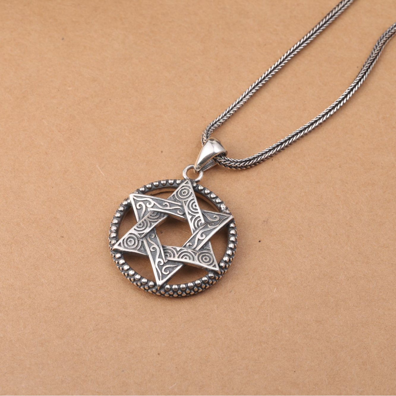 吊坠925银 纯银项链六芒星挂坠手工素款时尚复古情侣欧美潮流百搭