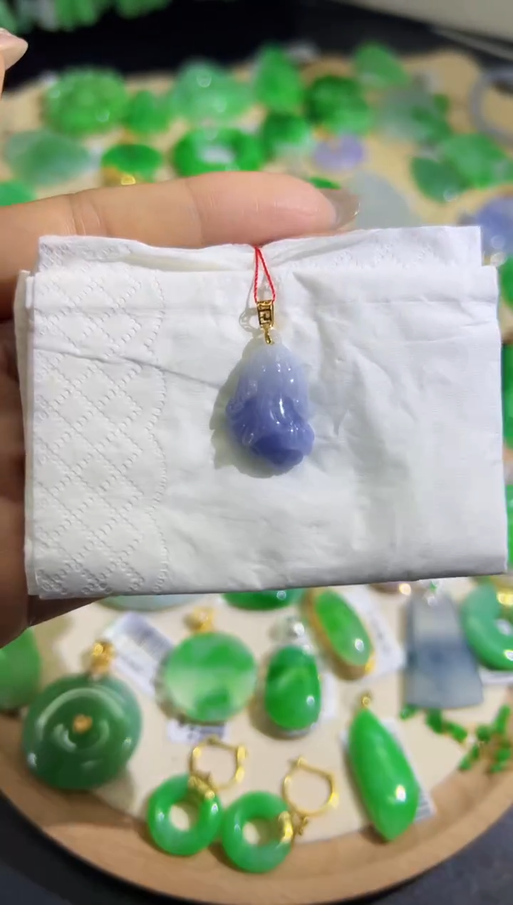 【闪购商品】翡翠颈饰18K金镶嵌Q缅料A货翡翠/支持复检/一件