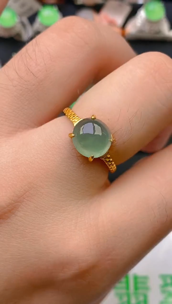 翡翠戒指银S925镶嵌天然