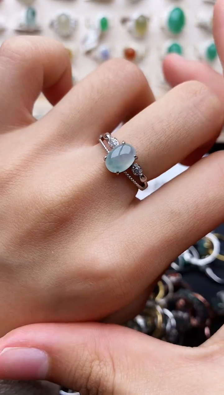 【闪购商品】翡翠戒指银S925镶嵌缅甸翡翠