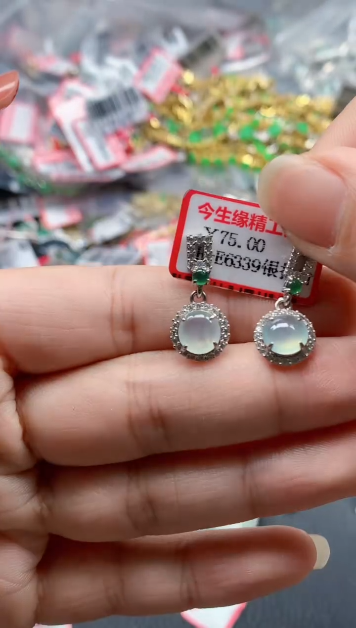 银S925镶嵌戒指翡翠天然A货缅甸翡翠