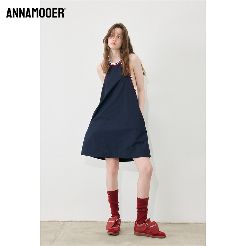 ANNAMOOOER · 设计师品牌深蓝色挂脖背心 AM71B23