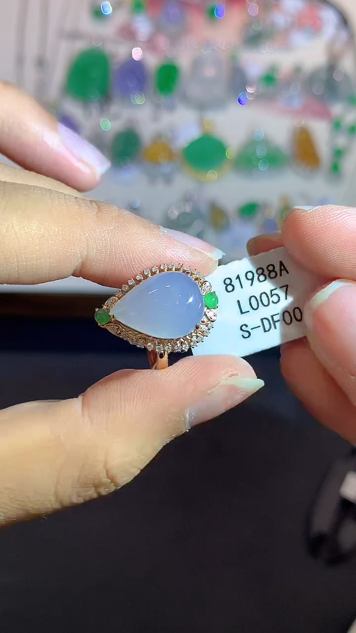 翡翠戒指18K金镶嵌L0057多样性发其一