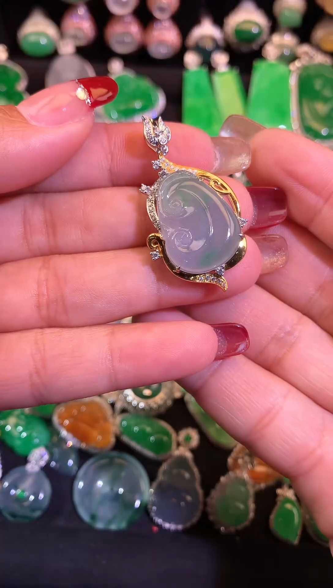 【闪购商品】翡翠颈饰银S925镶嵌缅甸天然翡翠A货