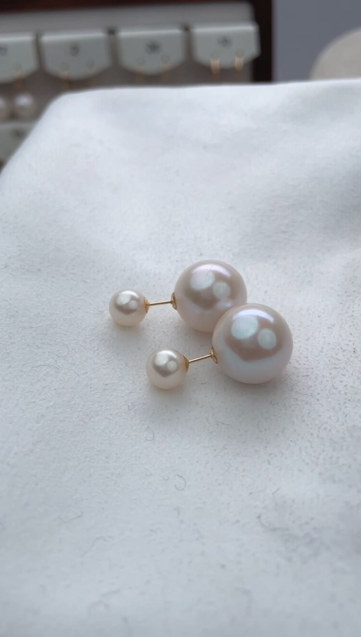 【闪购商品】淡水珍珠耳饰18K金镶嵌1