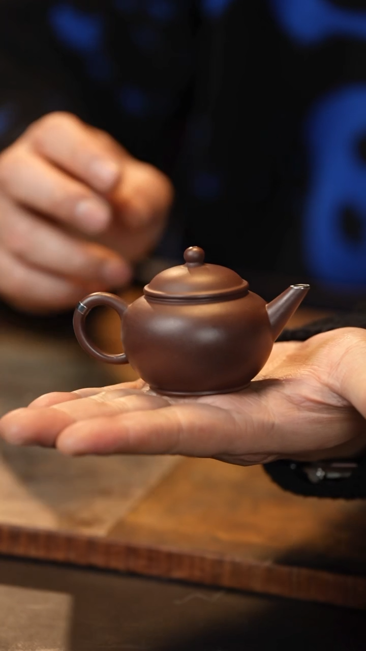 【闪购商品】【有茶器】羊角山老紫泥水平壶包银