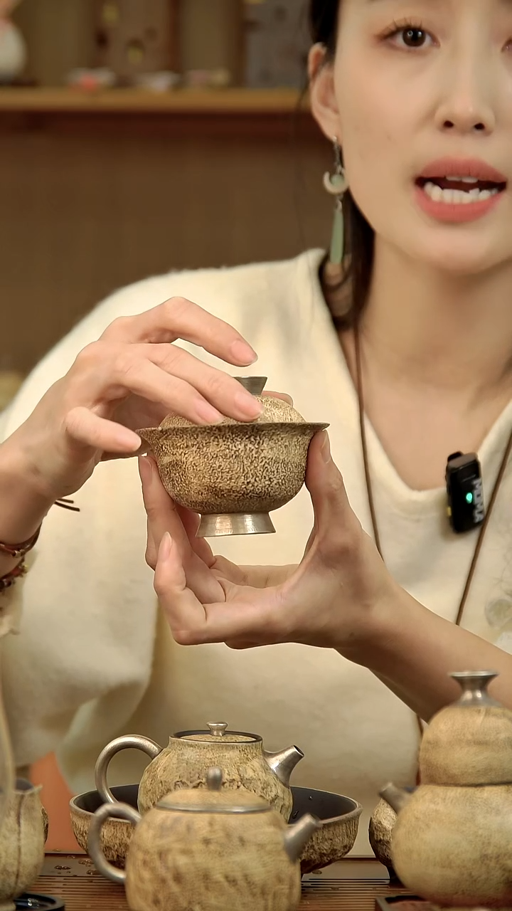 言野手作 粉引仿古小桥盖碗