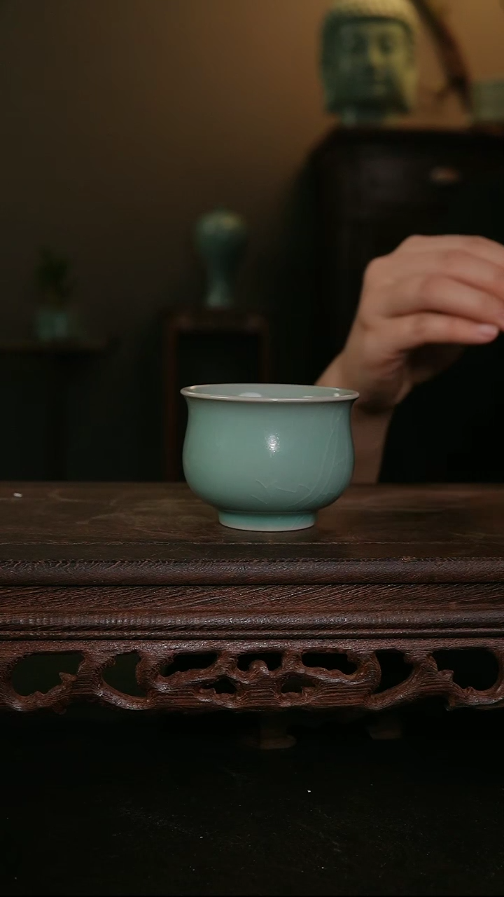 其他仿古手工军绿玉兰杯
