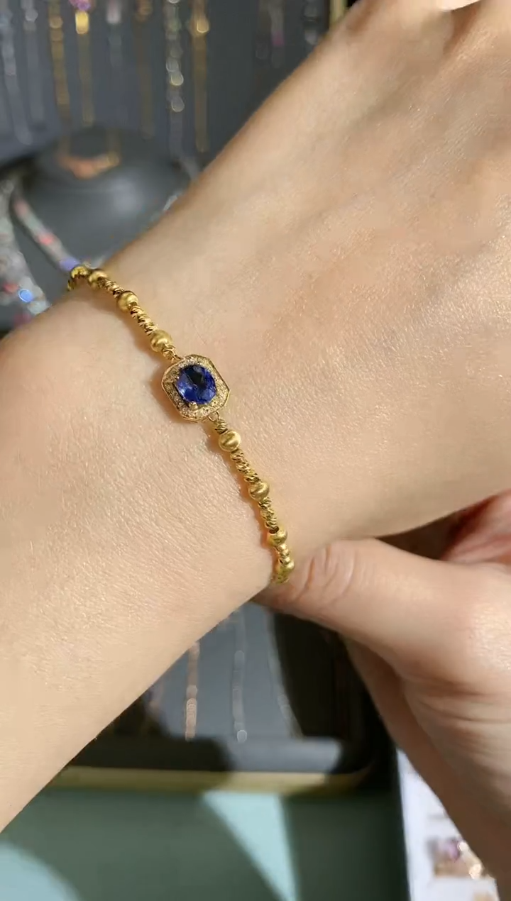 【闪购商品】蓝宝石手链18K金镶嵌手链